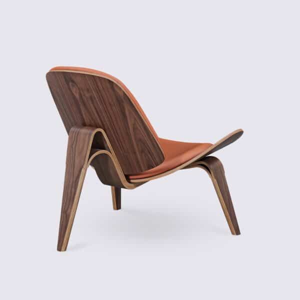 hans wegner shell ch07 cadeirão em madeira de nogueira e pele de camelo design de tripé para a sala de estar