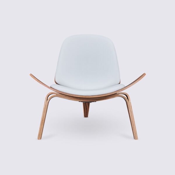 shell sessel ch07 hans wegner palisanderholz und weißes leder dreibeiniges design für das wohnzimmer