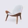 shell chair ch07 style hans wegner palisanderholz und weißes leder dreibeiniges design für das Wohnzimmer