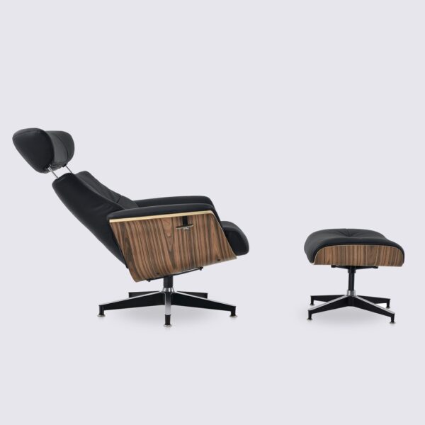 eames lounge chair and ottoman in black full-grain leather and rosewood comfortable adjustable recliner