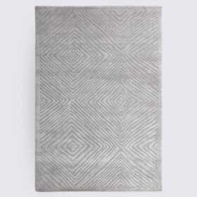 Tapis moderne losange gris clair fait main en laine et viscose 160 x 230 cm – Portofino