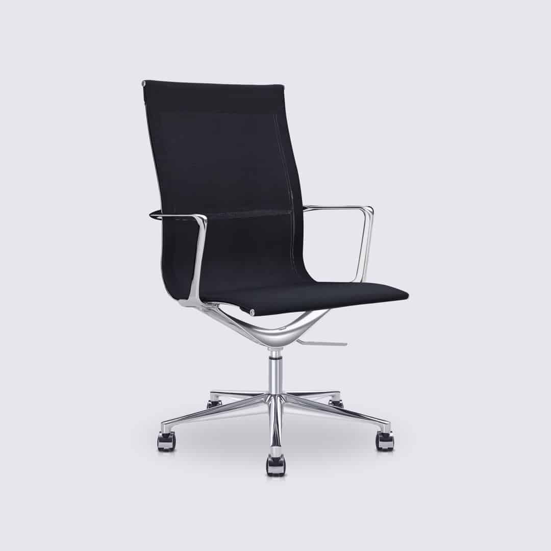 chaise de bureau style eames alu ea119 en maille noir version haute