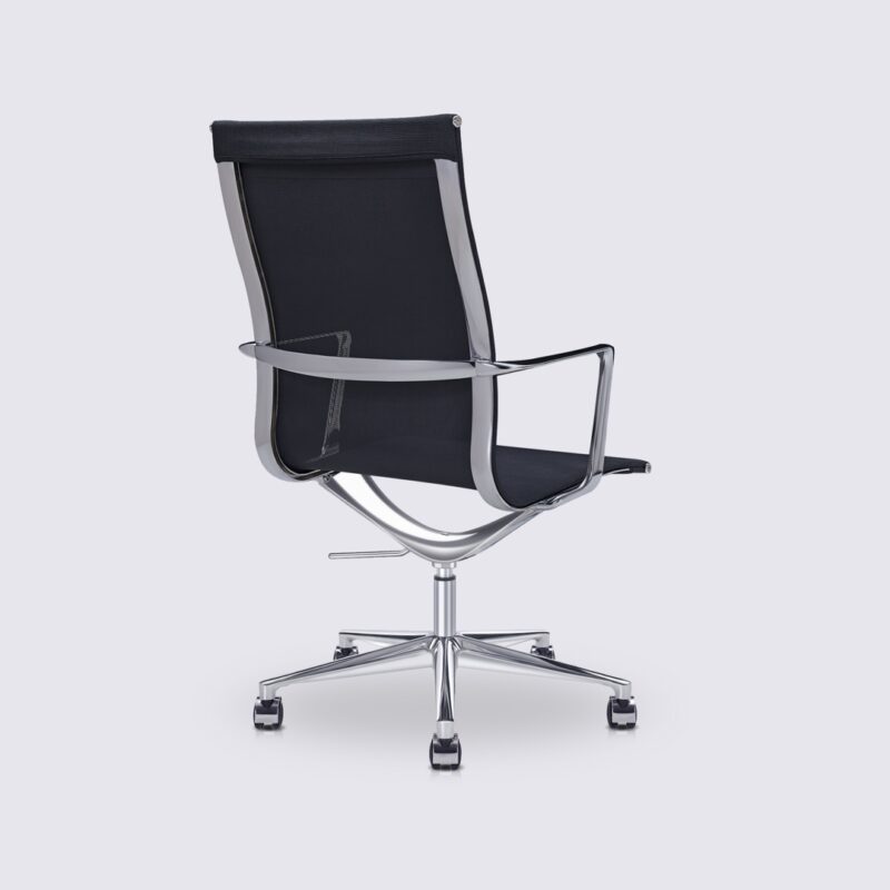 fauteuil de bureau style eames alu ea119 en maille noir version haute