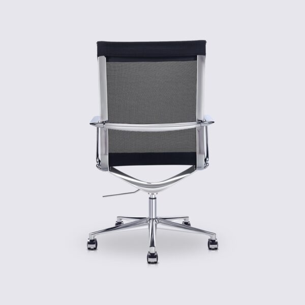 chaise de bureau style charles eames alu ea119 en maille noir version haute