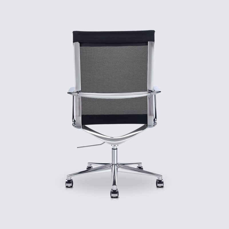 chaise de bureau style charles eames alu ea119 en maille noir version haute