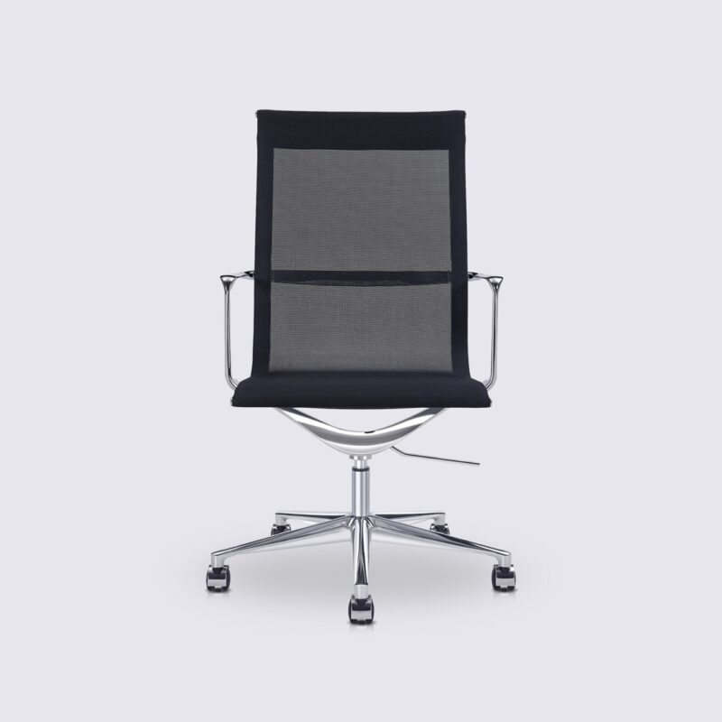 chaise de bureau style eames alu ea119 en maille noir haute