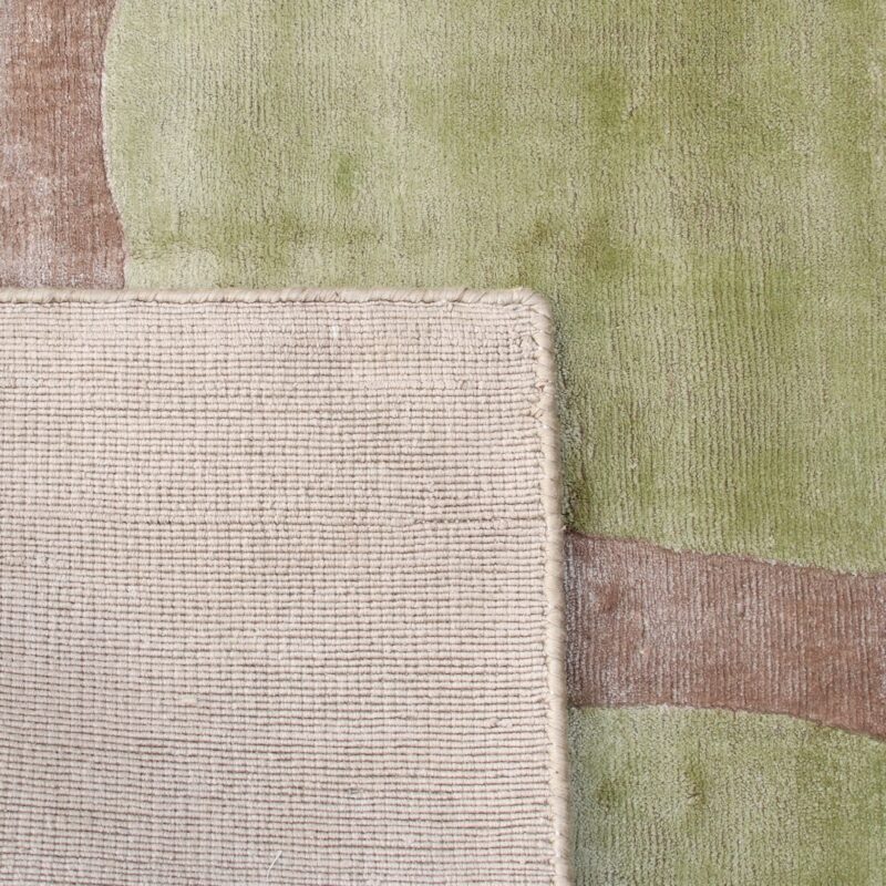 tapis design couleur vert et taupe grand format 200cm 300cm fait main