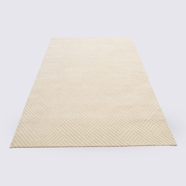 tapis tissé à la main beige crème clair grand 200cm par 300cm fait main motif rond lena