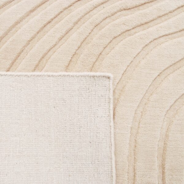 tapis de salon moderne motif vagues beige crème fait main en laine naturelle grand 300cm