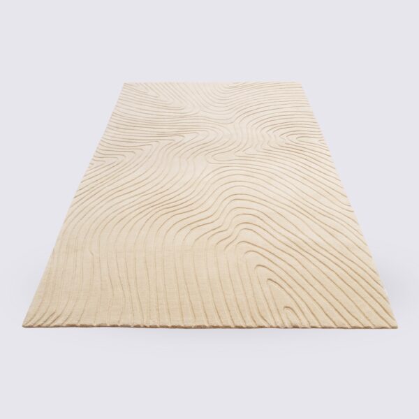 tapis de salon moderne motif vagues beige crème fait main en laine grand 200cm 300cm