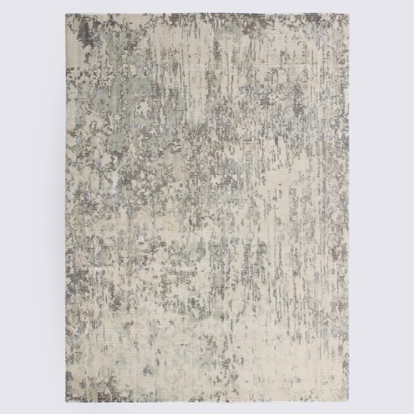 tapis design gris crème motif tibétain fait main grand format chambre a coucher 160cm 230cm