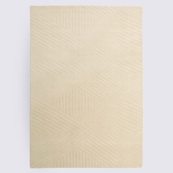 tapis moderne blanc creme beige fait main losanges grand format 300cm pour salon arona