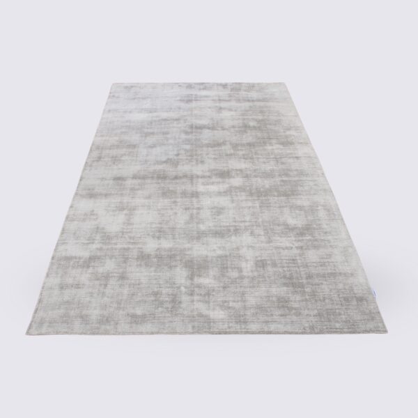 tapis uni moderne gris clair fait main en viscose grand format 200cm pour salon