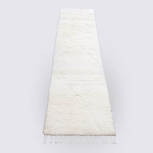 tapis de couloir berbère en laine blanc crème shaggy 80cm 300cm runner