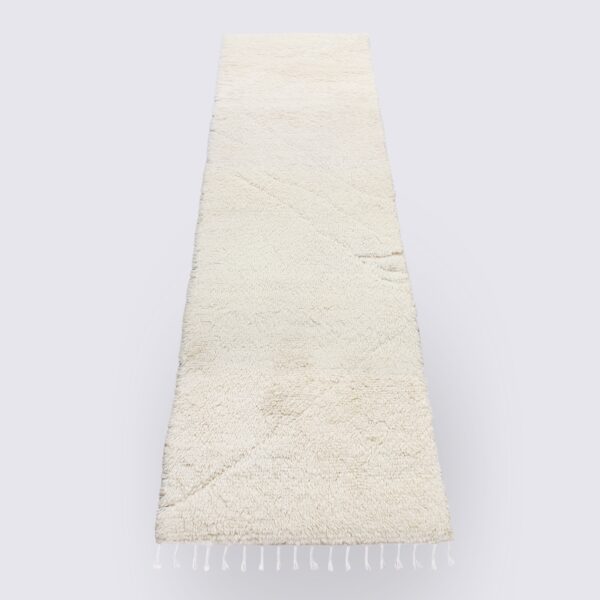 tapis couloir berbère en laine blanc crème shaggy 80cm 300cm runner