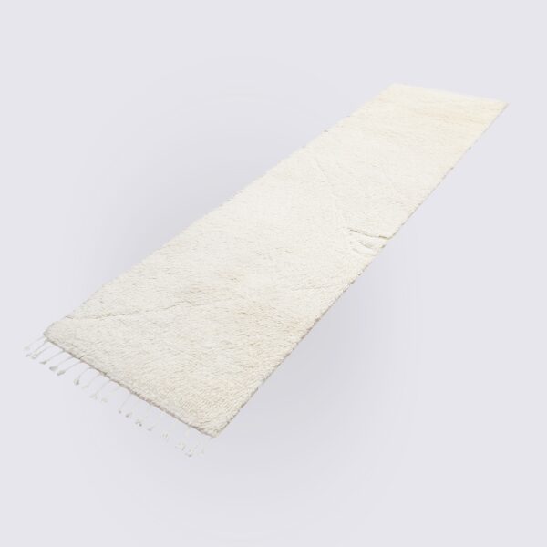 tapis de couloir berbère en laine blanc crème shaggy 300cm runner