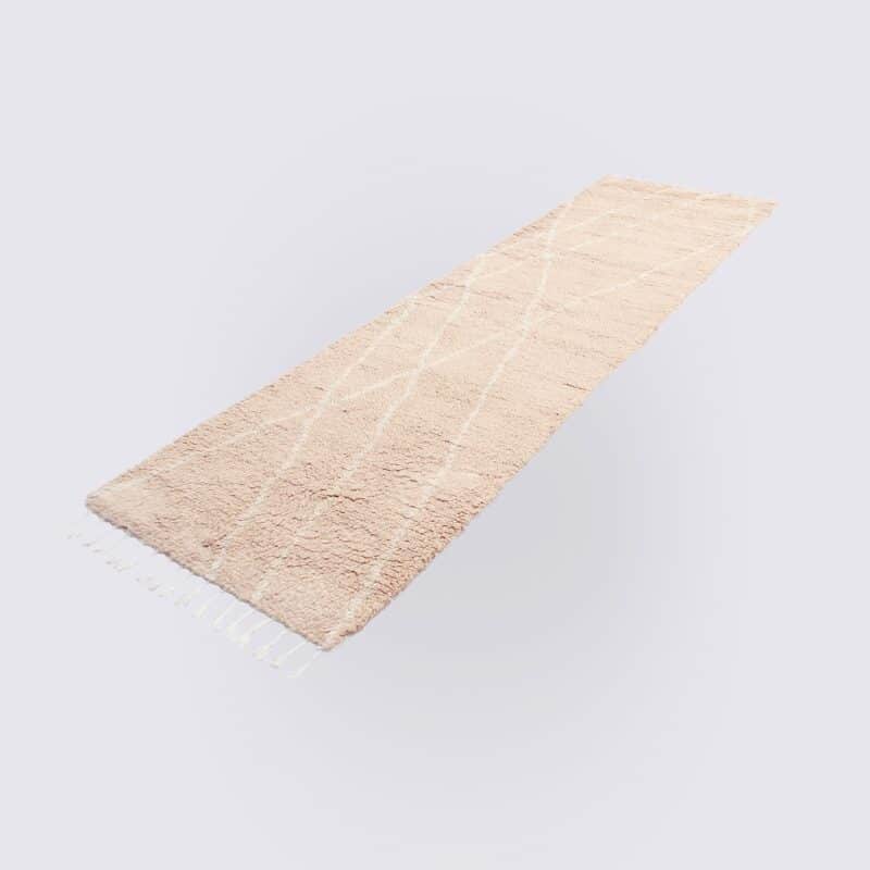 tapis de couloir berbère en laine marron shaggy 80cm 300cm runner