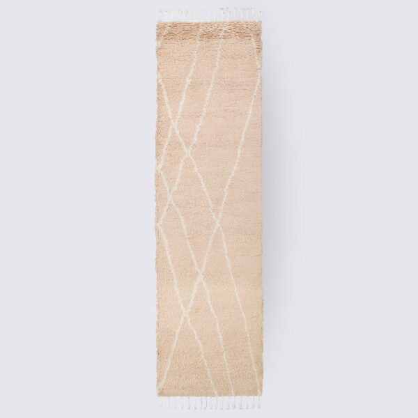 tapis de couloir berbère en laine taupe shaggy 80cm 300cm runner