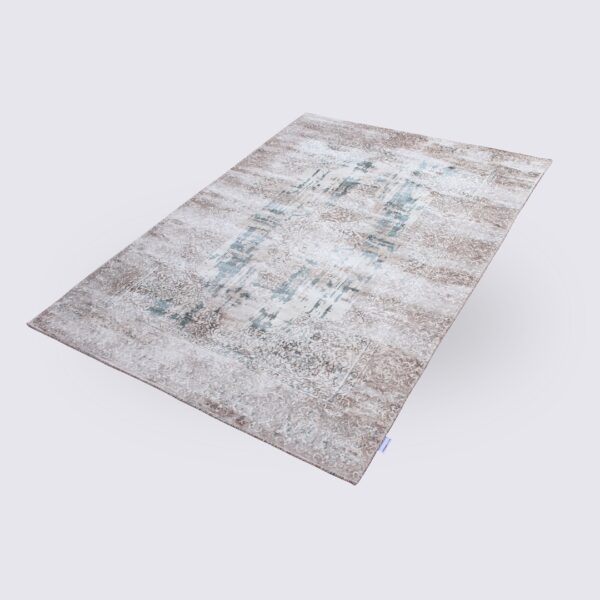 tapis de salon fait main moderne crème grège bleu grand design moderne zola 200cm 300cm