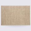 tapis de salon uni fait main rectangle en laine et coton moderne couleur crème 200cm