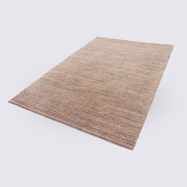 tapis salon uni fait main rectangle en laine et coton moderne couleur taupe marron 300cm 200cm