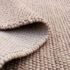 tapis de salon uni fait main rectangle en laine et coton moderne couleur taupe marron 300cm 200cm