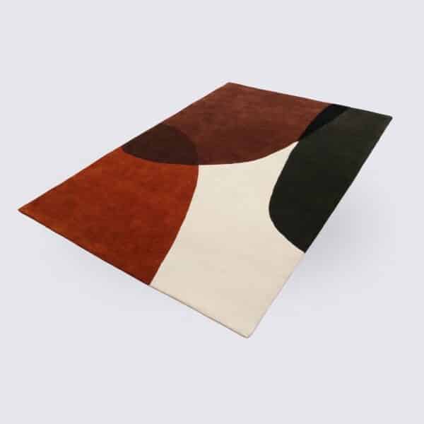 tapis fait main multicolore rouille blanc marron noir moderne et design style roche bobois grand format 200cm 300cm salon maria