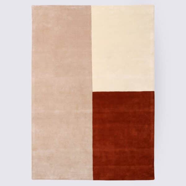 tapis fait main multicolore rouille crème taupe design style roche bobois grand format 200cm 300cm pour salon