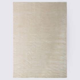 Tapis uni moderne motif vagues crème fait main en laine premium 160 x 230 cm – Marina
