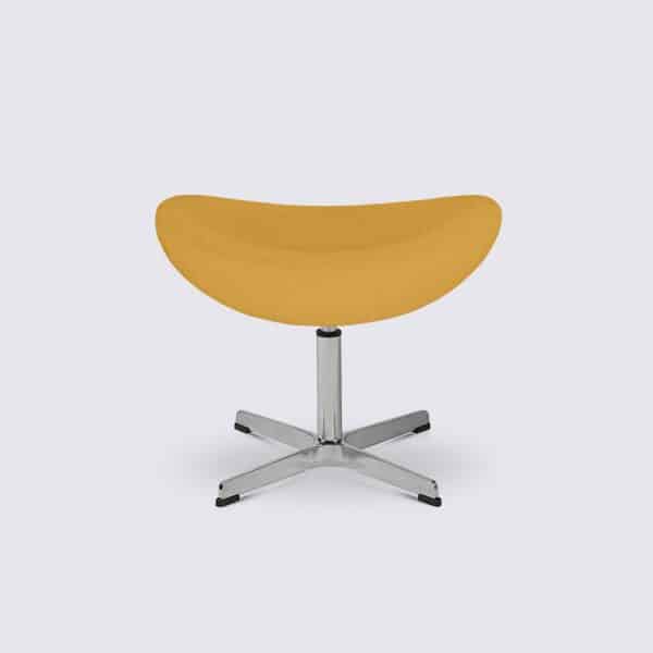 Repose Pieds Ottoman Oeuf Egg Chair Design en Cachemire jaune, Base Alu Poli Replique Copie Original Arne Jacobsen