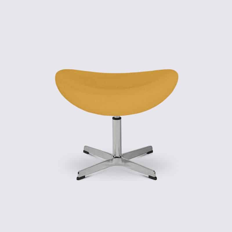 Repose Pieds Ottoman Oeuf Egg Chair Design en Cachemire jaune, Base Alu Poli Replique Copie Original Arne Jacobsen