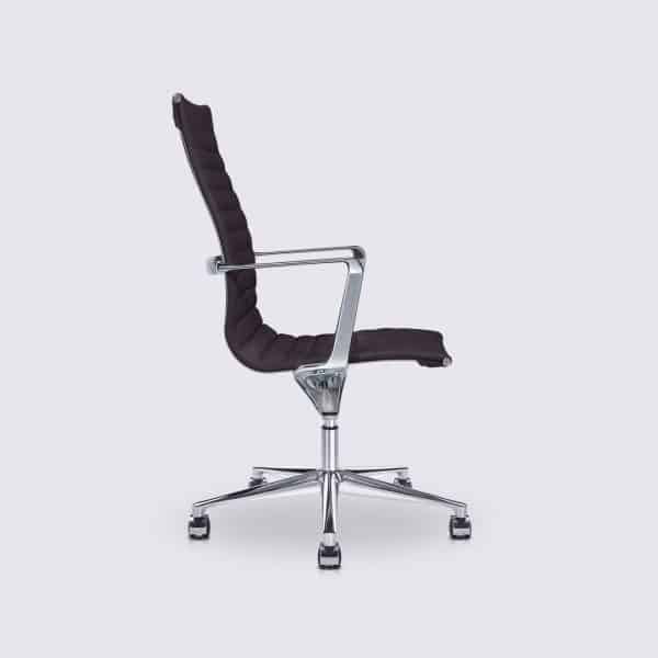 chaise de bureau style eames alu ea119 en cuir marron foncé version haute