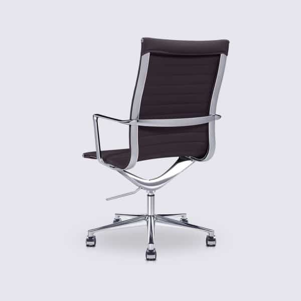 chaise de bureau style eames alu ea119 cuir marron foncé version haute