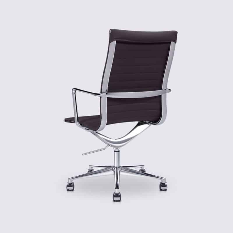 chaise de bureau style eames alu ea119 cuir marron foncé version haute