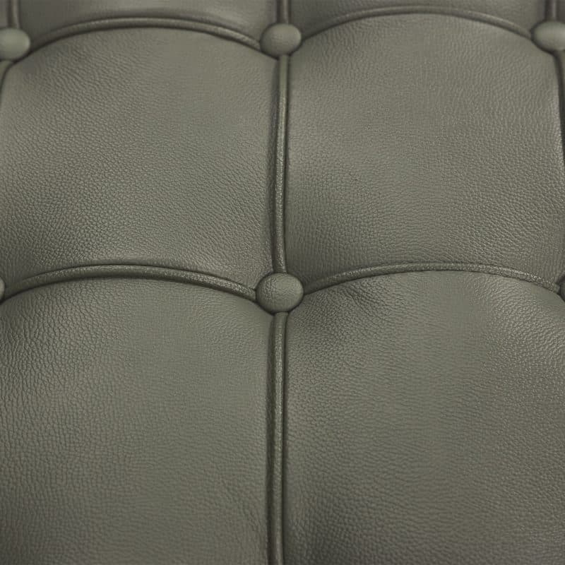 fauteuil barcelona replica cuir vert khaki style knoll base chromé