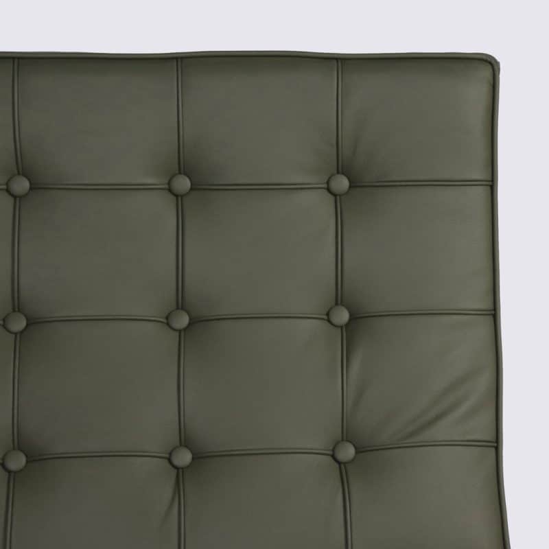 chaise barcelona replica cuir vert khaki style knoll base poli