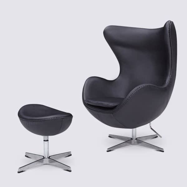 fauteuil oeuf sur pied fauteuil egg design cuir design pivotant noir ottoman repose pied arne jacobsen copie réplique original