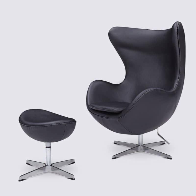 fauteuil oeuf sur pied fauteuil egg design cuir design pivotant noir ottoman repose pied arne jacobsen copie réplique original