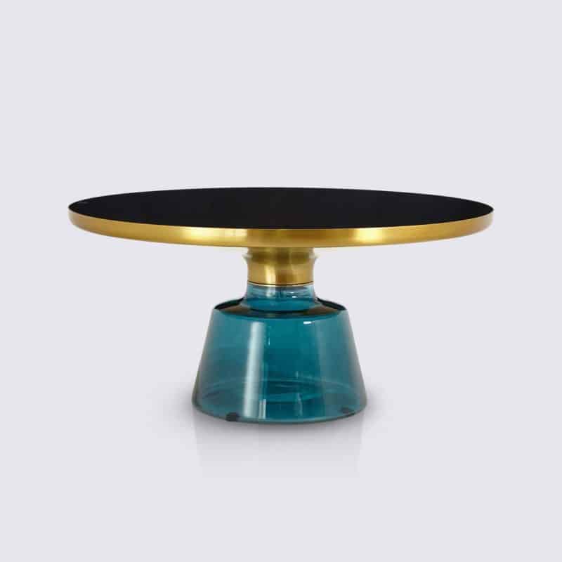 table basse bell replica en verre trempe bleu style classicon