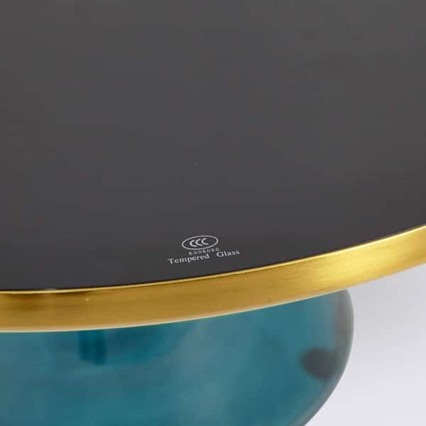table basse bell replica en verre trempe bleu copie classicon