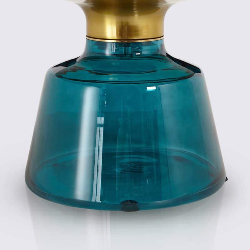 table basse bell replique en verre trempe bleu style classicon