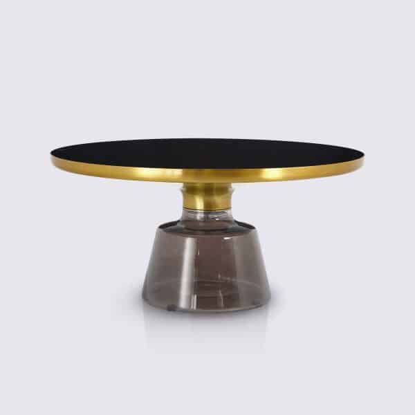 table basse bell replique en verre trempe gris fonce style classicon