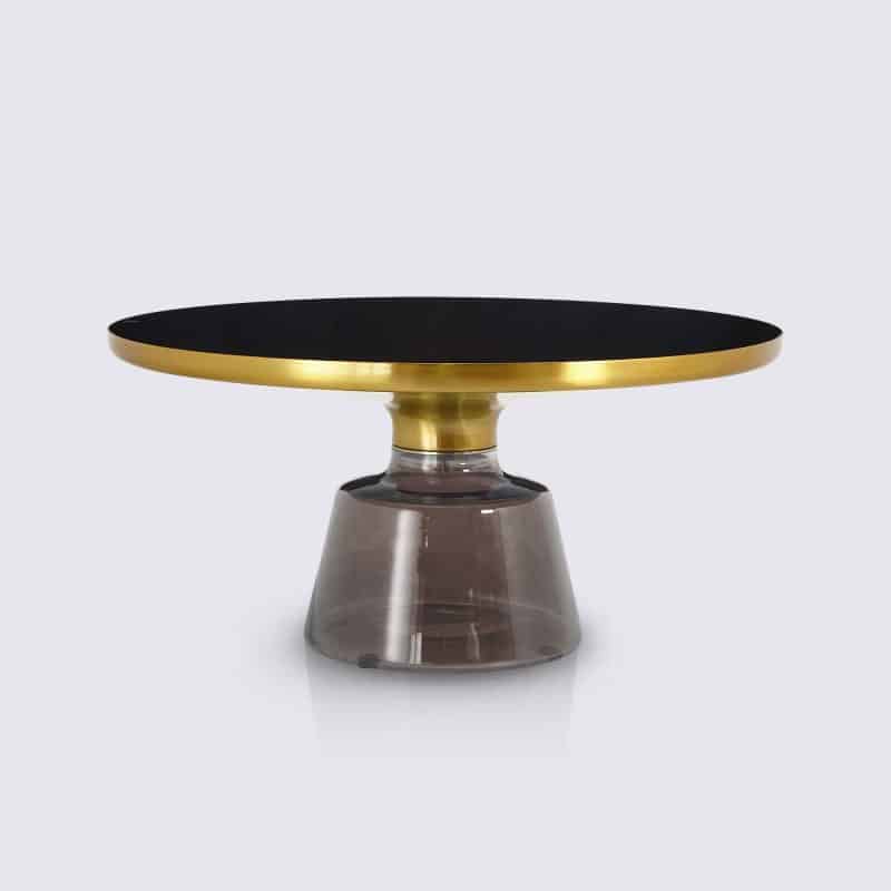 table basse bell replique en verre trempe gris fonce style classicon