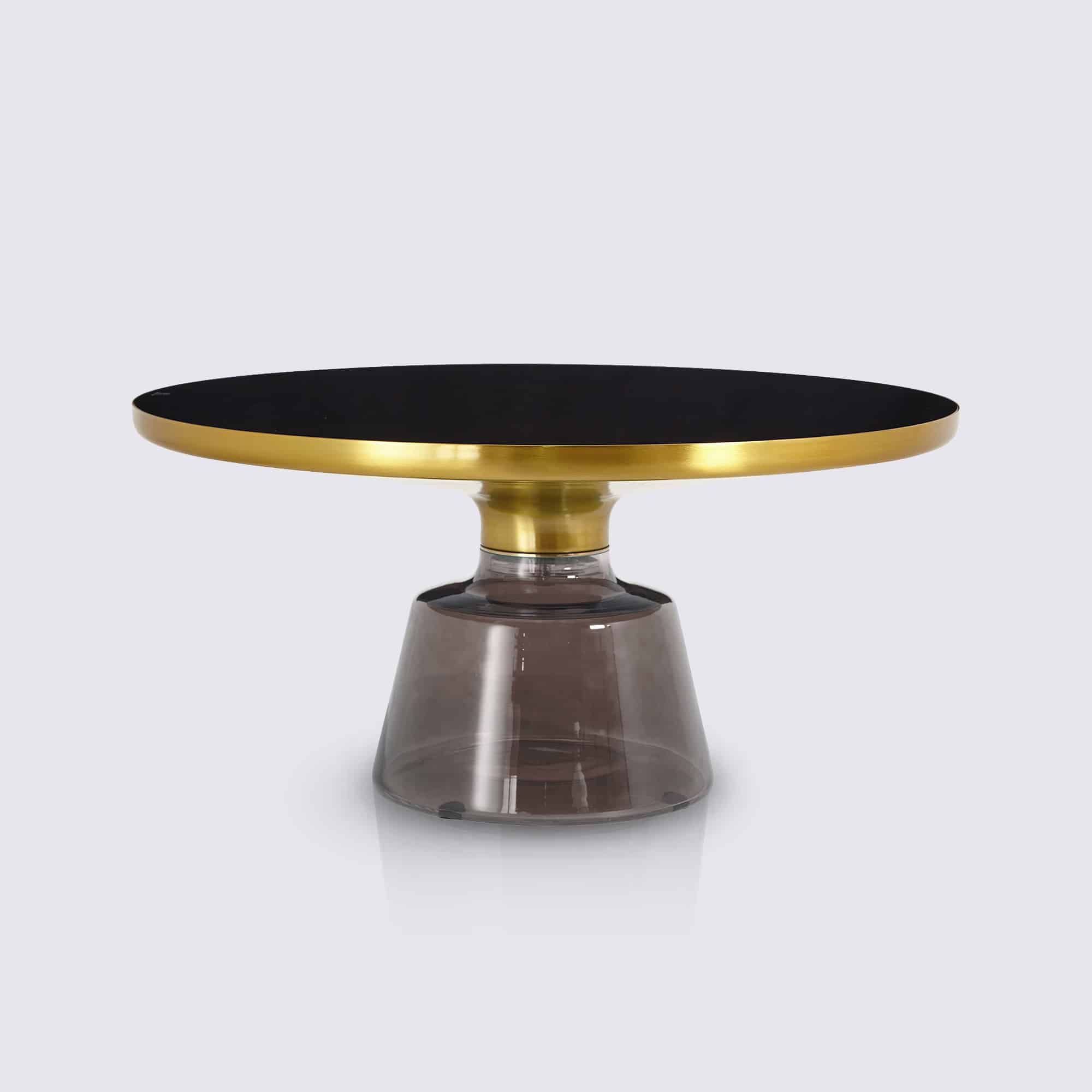 table basse bell replique en verre trempe gris fonce style classicon