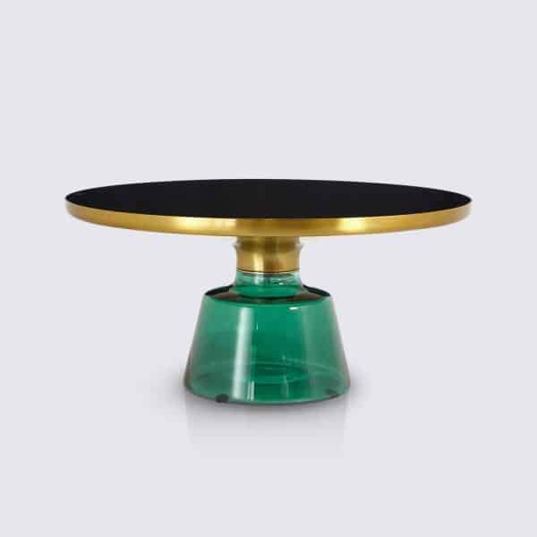 table basse bell replica en verre trempe vert bouteille style classicon