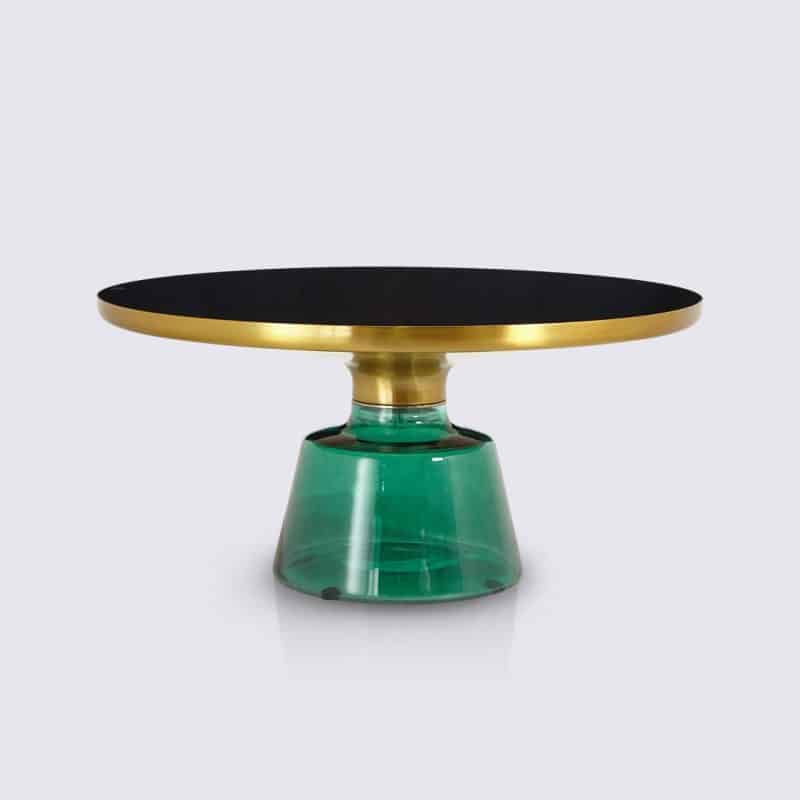 table basse bell replica en verre trempe vert bouteille style classicon