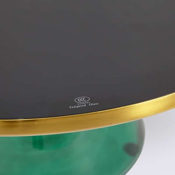 table basse bell replique en verre trempe vert bouteille style classicon