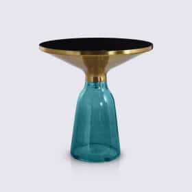Table d'appoint design en verre trempé bleu - Bella