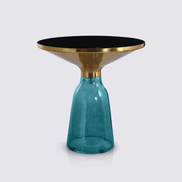 table d'appoint bout de table bell replica en verre trempe bleu style classicon