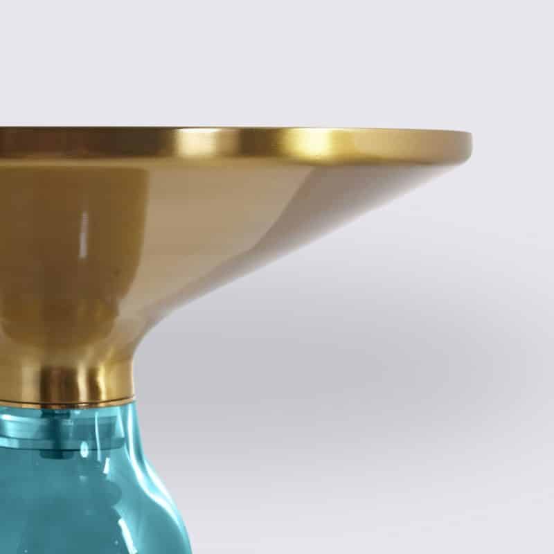 table d'appoint bout de table bell replica en verre trempe bleu classicon